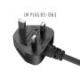 3ft BS1363 to C5 England UK Power Cord with Fuse, for Notebook, 18AWG, Black thumbnail