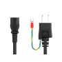 6ft JIS8303 to C13 Japan Power Cord with Ground, 18AWG, 7A/125V, Black thumbnail