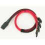 0.5M 30AWG Internal Mini SAS 36pin (SFF-8087) Male with Latch to SATA 7pin Femalex4 Forward Breakout Cable thumbnail