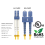 1.5m OS2 LC to SC UPC Duplex Corning Fiber Optic Cable SingleMode 9/125 OFNR Rated, Yellow thumbnail