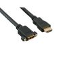 10ft HDMI Panel Mount Male to Female HDMI Extension Cable with Ethernet, 4K Support, 28 AWG, Black thumbnail