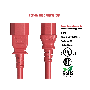 IEC-320 C13 to C14 Heavy-Duty Power Extension Cord 14 AWG 15A/250V SJT, Red thumbnail