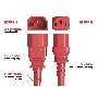 IEC-320 C13 to C14 Heavy-Duty Power Extension Cord 14 AWG 15A/250V SJT, Red thumbnail