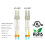 3m OM3 LC to LC Duplex Corning Fiber Optic Cable Multimode 50/125 LSZH/OFNR Rated, Aqua thumbnail