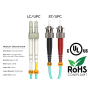 3m OM3 LC to ST Duplex Corning Fiber Optic Cable Multimode 50/125 LSZH/OFNR Rated, Aqua thumbnail