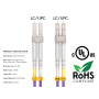 30m OM4 LC to LC Duplex Corning Fiber Optic Cable Multimode 50/125 OFNR Rated, Violet thumbnail