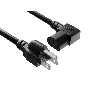 3ft NEMA 5-15P to C13 Right Angle Universal Power Cord, 18 AWG, SVT, 10A/125V, Black thumbnail