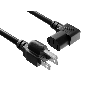 6ft NEMA 5-15P to C13 Right Angle Universal Power Cord, 18 AWG, SVT, 10A/125V, Black thumbnail