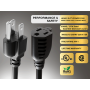 100ft NEMA 5-15P to 5-15R Power Extension Cord for Indoor and Outdoor, 14AWG, SJTW, 15A/125V, Black thumbnail