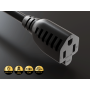 1ft NEMA 5-15P to 5-15R Ultra Low Profile Angled Power Extension Cord 16AWG 13A/125V SJT, Black thumbnail