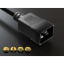 8ft IEC320 C20 to C21 Heavy Duty Power Extension Cord, 12 AWG, 20A/250V, SJT, Black  thumbnail