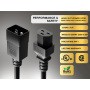 3ft IEC320 C20 to C21 Heavy Duty Power Extension Cord, 12 AWG, 20A/250V, SJT, Black  thumbnail