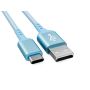 2m USB 2.0 A Male to C Male Braided Cable 480M 3A, Blue thumbnail