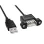 1ft USB 2.0 High Speed Panel-Mount Type A Male to Type A Female Cable thumbnail