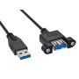 10ft SuperSpeed USB 3.0 Panel Mount Type A to Type A Male to Female Extension Cable, Up to 4.8 Gbps, Black thumbnail