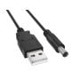 3ft USB 2.0 A Male to DC 5.5mm x 2.1mm Power Cable, 3ft black cable for powering various electronic devices from USB ports. thumbnail