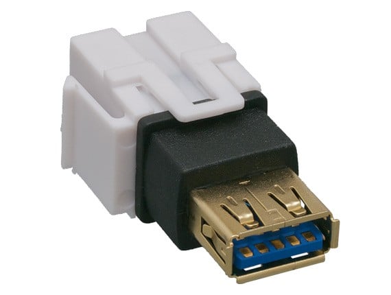 NavePoint USB 3.0 B Female to Female Keystone Adapter White 25-Pack